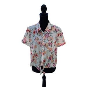 Hippie Rose Floral Short Sleeved Size L Top Blouse